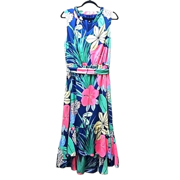 Talbots Dresses & Skirts - Talbots Navy Floral Midi High-Low Dress Size 10P